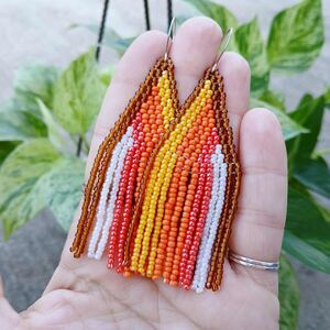 BOGO EARRINGS Retro Beaded Fringe Cascade Dangle Earrings, 3.5"